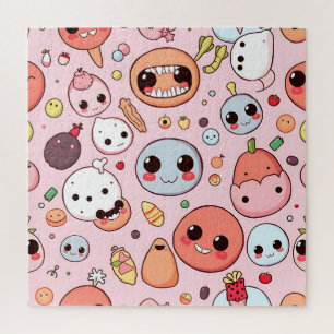Grappige Foodie monsters gezichten Legpuzzel