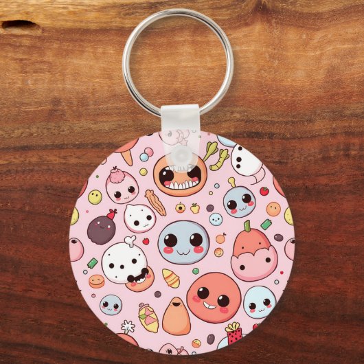Grappige Foodie monsters gezichten Sleutelhanger (Voorkant)