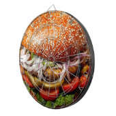 Grappige foodie nieuwigheid cheeseburger hamburger dartbord (Voorkant Rechts)