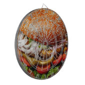 Grappige foodie nieuwigheid cheeseburger hamburger dartbord (Voorkant Links)