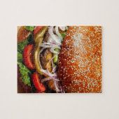 Grappige foodie nieuwigheid cheeseburger hamburger legpuzzel (Horizontaal)