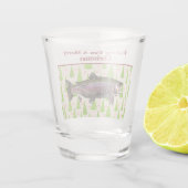 Grappige forel Gevist Pun Kerstmis Feestelijke Cus Shot Glas (Achterkant)