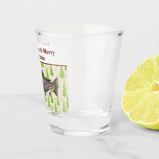 Grappige forel Gevist Pun Kerstmis Feestelijke Cus Shot Glas (Rechts)