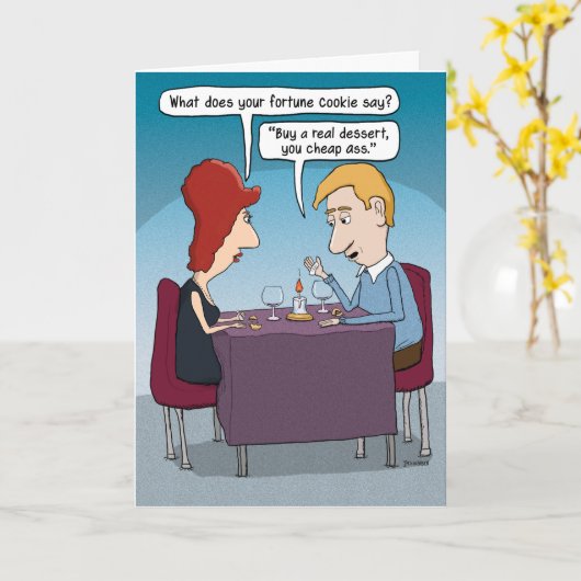 Grappige Fortune Cookie Verjaardag Kaart (Gele Bloem)