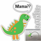 Grappige Fossil Fuel Decal Baby Dino bij Gas Tank Sticker (Voorkant)