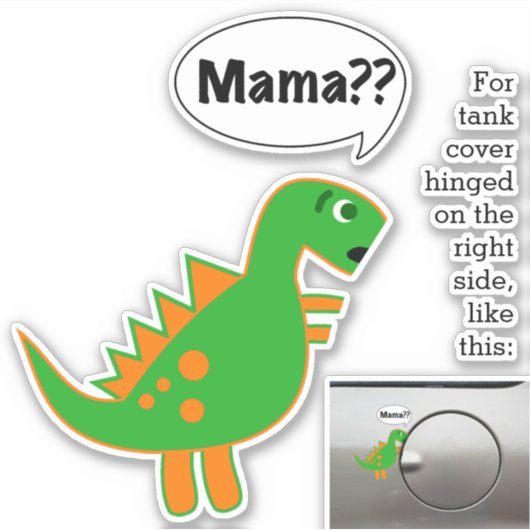 Grappige Fossil Fuel Decal Baby Dino bij Gas Tank Sticker (Voorkant)