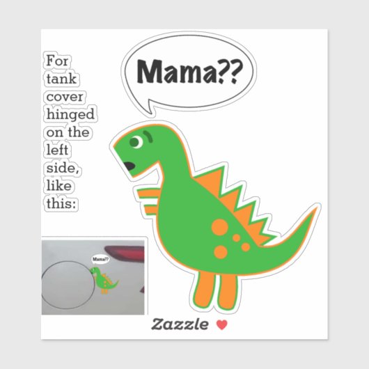 Grappige Fossil Fuel sticker Baby Dino naar links (Vel)