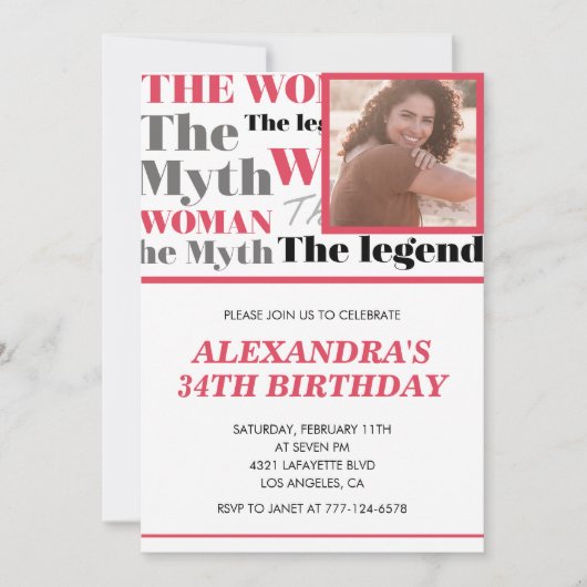 Grappige foto 34e verjaardag uitnodiging Contempor (Voorkant)