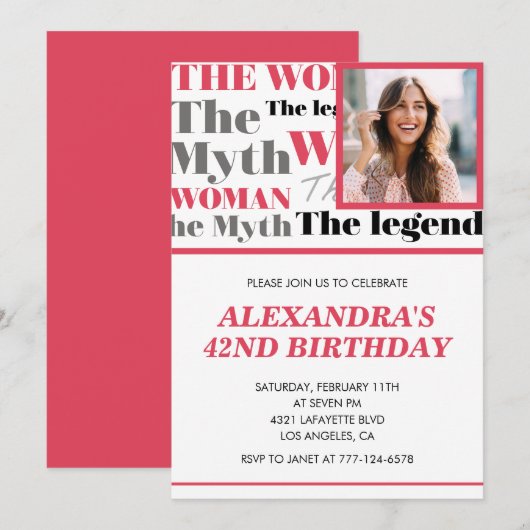 Grappige foto 42e verjaardag uitnodiging Contempor (Voorkant / Achterkant)