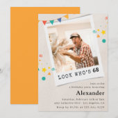 Grappige foto 68e verjaardag uitnodigingen Mannen (Voorkant / Achterkant)