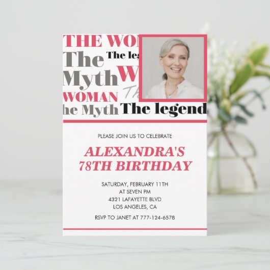 Grappige foto 78e verjaardag uitnodiging Contempor (Staand voorkant)