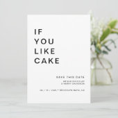 Grappige foto als je van cake houdt, bewaar deze d save the date (Staand voorkant)