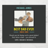 Grappige foto beste papa ooit eerste Vaderdag Bier Etiket (Enkel label)