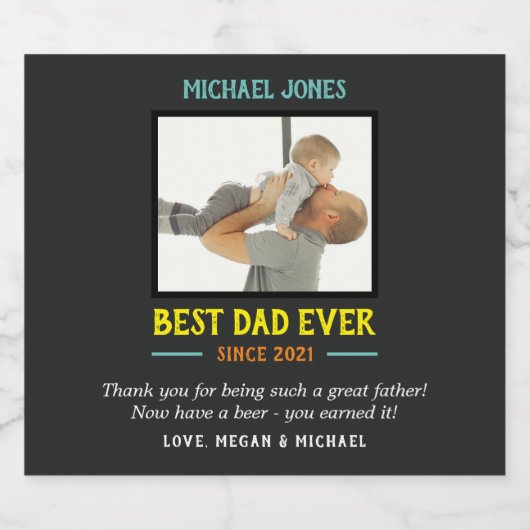 Grappige foto beste papa ooit eerste Vaderdag Bier Etiket (Enkel label)
