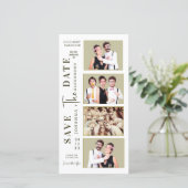 Grappige foto Booth Strip snor koppels Save The Date (Staand voorkant)