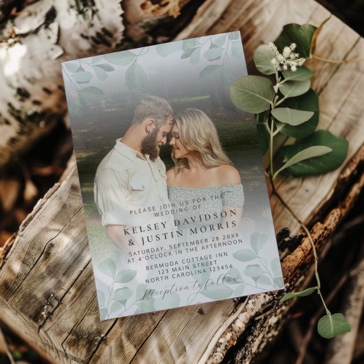 Grappige foto Eucalyptus bruiloft uitnodiging