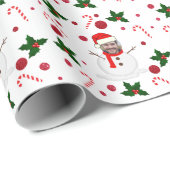 Grappige foto Face Snowman Kerstmis Cadeaupapier (Rol Hoek)