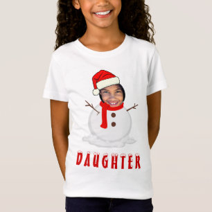 Grappige foto Face Snowman Kerstmis T-shirt