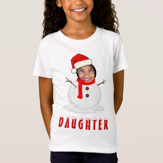 Grappige foto Face Snowman Kerstmis T-shirt (Voorkant)