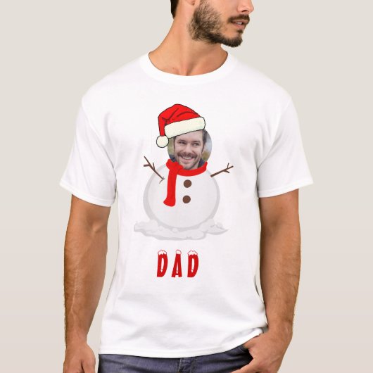 Grappige foto Face Snowman Kerstmis T-shirt (Voorkant)