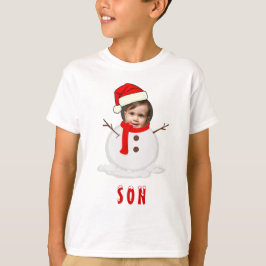 Grappige foto Face Snowman Kerstmis T-shirt