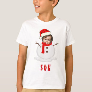 Grappige foto Face Snowman Kerstmis T-shirt