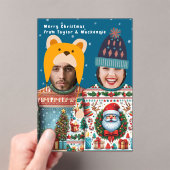 Grappige foto Gepersonaliseerde Kersttrui Acryl Uitnodigingen (Insitu (Draagbaar))