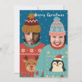 Grappige foto Gepersonaliseerde Kersttrui Feestdagenkaart (Voorkant)