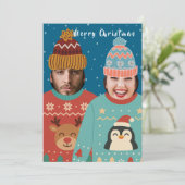 Grappige foto Gepersonaliseerde Kersttrui Feestdagenkaart (Staand voorkant)