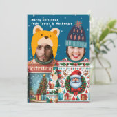 Grappige foto Gepersonaliseerde Kersttrui Feestdagenkaart (Staand voorkant)