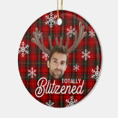 Grappige foto gezicht Blitzened Kerst aangepast ca Keramisch Ornament (Links)