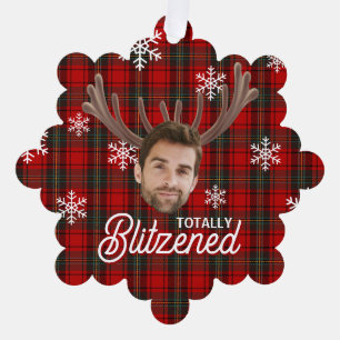 Grappige foto gezicht Blitzened Kerst aangepast ca Ornament Kaart