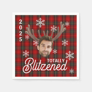 Grappige foto gezicht Blitzened Kerst aangepast ca Servet