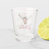 Grappige foto gezicht Blitzened Kerst aangepast ca Shot Glas (Achterkant)