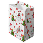 Grappige foto gezicht wit rood groen sneeuwpop Xma Medium Cadeauzakje (Voorkant Gekanteld)