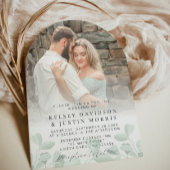 Grappige foto Greenery bruiloft uitnodiging