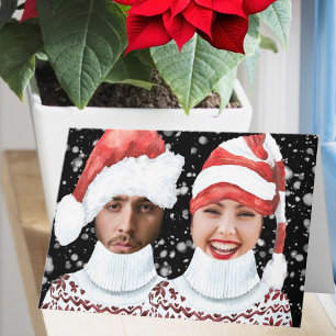 Grappige foto Kerstman en Elf Persoonlijke Kerstmi Kaart