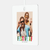 Grappige foto Kerstmis Feestelijke AF Metalen Ornament (Voorkant links)