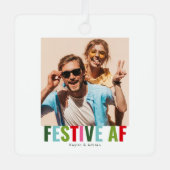 Grappige foto Kerstmis Feestelijke AF Metalen Ornament (Voorkant)
