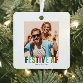 Grappige foto Kerstmis Feestelijke AF Metalen Ornament