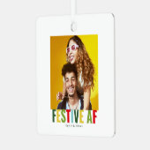 Grappige foto Kerstmis Feestelijke AF Metalen Ornament (Voorkant links)