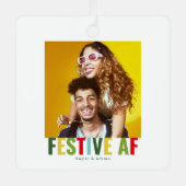 Grappige foto Kerstmis Feestelijke AF Metalen Ornament (Voorkant)