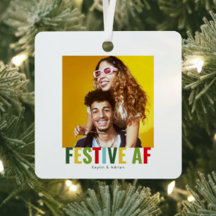 Grappige foto Kerstmis Feestelijke AF Metalen Ornament