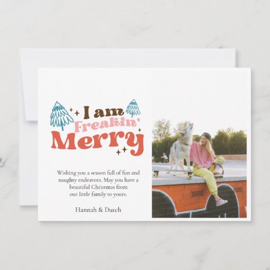 Grappige foto Kerstmis, ik ben Freaking Merry Notitiekaartje (Voorkant)