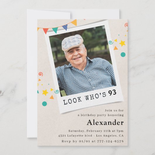 Grappige foto Mannen 93e verjaardag uitnodigingen (Voorkant)