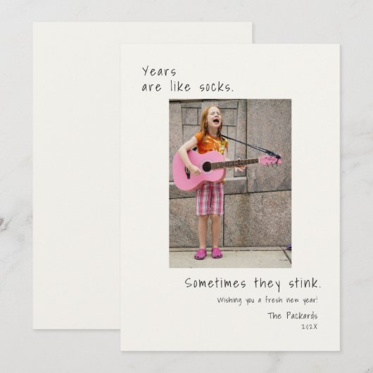 Grappige foto nieuwjaar  feestdagenkaart (Voorkant / Achterkant)