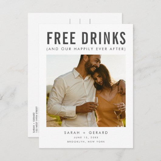 Grappige Foto QR Code Budget Huwelijk Save the Dat Aankondigingskaart (Voorkant / Achterkant)