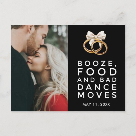 Grappige Foto QR Code Budget Huwelijk Save the Dat Aankondigingskaart (Voorkant)