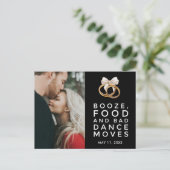 Grappige Foto QR Code Budget Huwelijk Save the Dat Aankondigingskaart (Staand voorkant)