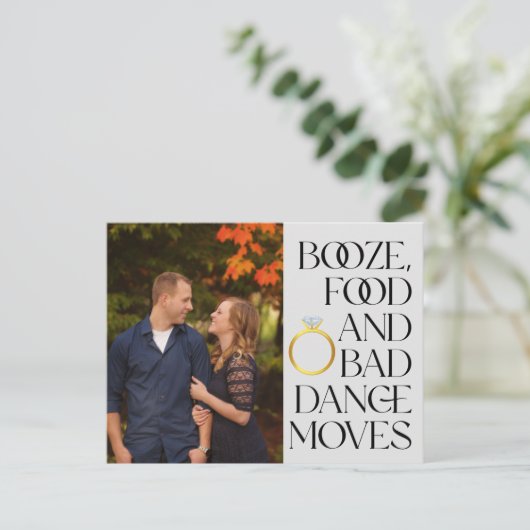 Grappige Foto QR Code Trouwen Sla de datum op Aankondigingskaart (Staand voorkant)